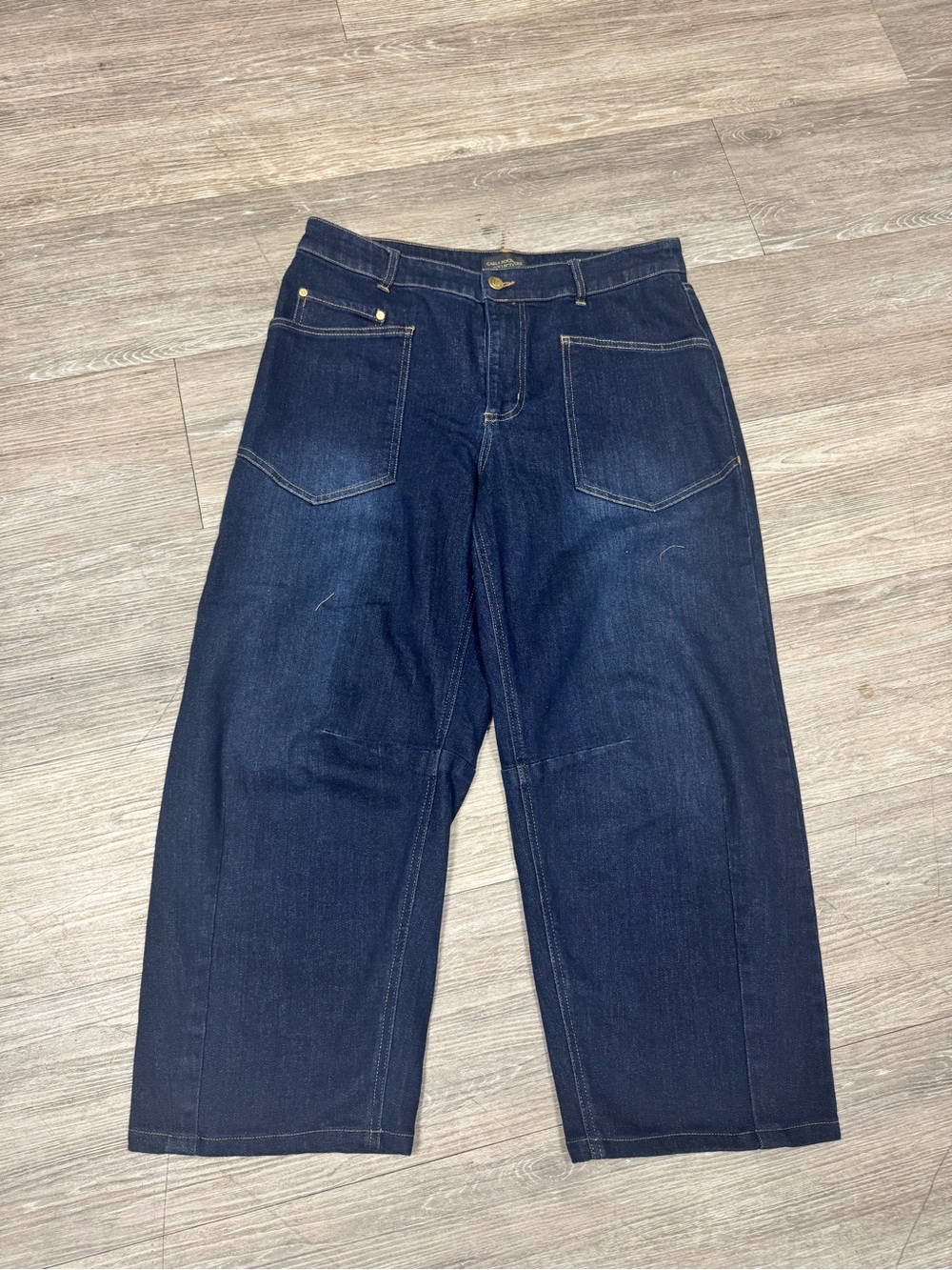 Carla Rockmore Wide-Leg Dark Blue Denim Jeans for Women
